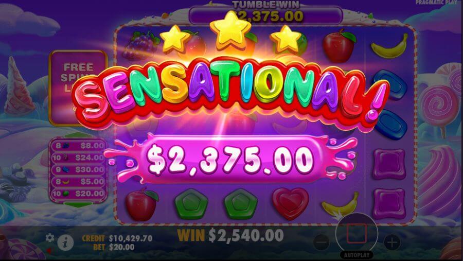 Sweet Bonanza — экран большого выигрыша Big Win